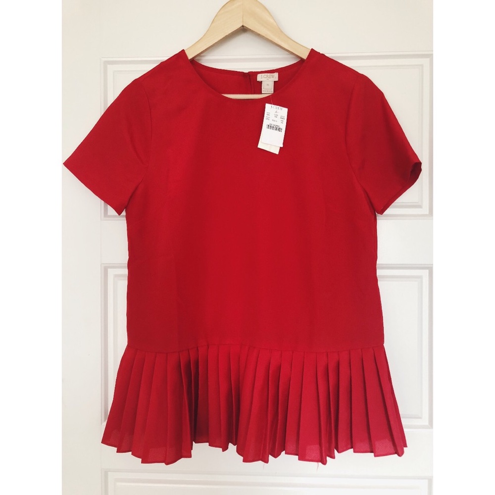 NWT! J.Crew Holiday Pleated Hem Blouse